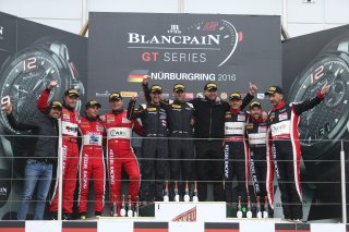 #58 GARAGE 59 (GBR) MCLAREN 650S GT3 ROB BELL (GBR) COME LEDOGAR (FRA) WITH TEAM MANAGER BAS LEINDERS (BEL) ENDURANCE CUP WINNERS #11 KESSEL RACING (CHE) FERRARI 458 ITALIA GT3 MICHAL BRONISZEWSKI (POL) ANDREA RIZZOLI (ITA) ALESSANDRO BONACINI (ITA) PRO A | OLIVIER BEROUD / VISION SPORT AGENCY