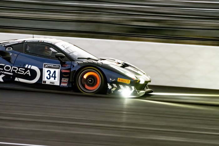 Conquest’s Ferrari lights up evening practice at Indy