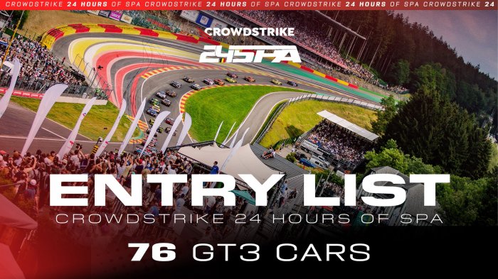 CrowdStrike 24 Hours of Spa set for record-breaking edition