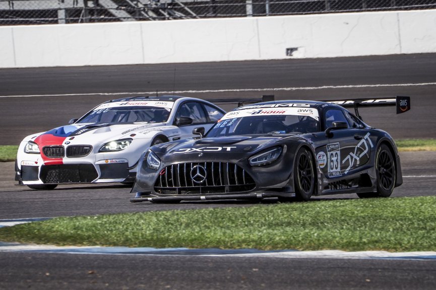 #63 Mercedes AMG GT3 of David Askew, Ryan Dalziel, and Ben Keating, DXDT Racing, GT3 Pro-Am, SRO, Indianapolis Motor Speedway, Indianapolis, IN, September 2020.
