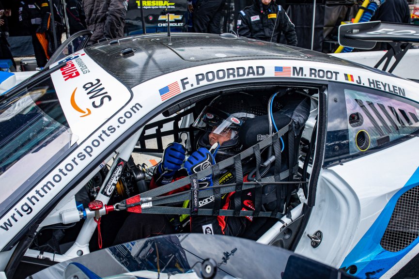 #20 Porsche 911 GT3 R of Fred Poordad, Max Root and Jan Heylen, Wright Motorsports/Robert Viglione, GT3 Silver CupSRO, Indianapolis Motor Speedway, Indianapolis, IN, September 2020.
