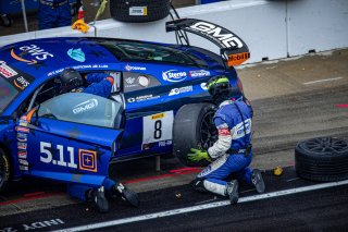#8 Audi R8 LMS GT4 of Elias Sabo, James Sofornas, and Andy Lee, GMG Racing, GT4, SRO, Indianapolis Motor Speedway, Indianapolis, IN, September 2020.
 | Regis Lefebure/SRO                                       