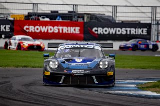 #20 Porsche GT3-R (991.ii) of Fred Poordad, Jan Heylen, and Max Root, Wright Motorsports, Intercontinental GT Challenge, GT3 Silver Cup\SRO, Indianapolis Motor Speedway, Indianapolis, IN, USA, October 2021
 | Brian Cleary/SRO