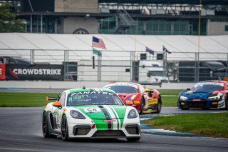 #54 Porsche 718 Cayman GT4 CS MR of Tim Pappas, Jeroen Bleekemolen and Sebastian Bleekemolen, Black Swan Racing, Intercontinental GT Challenge, GT4\SRO, Indianapolis Motor Speedway, Indianapolis, IN, USA, October 2021
 | SRO Motorsports Group