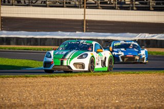#54 Porsche 718 Cayman GT4 CS MR of Tim Pappas, Jeroen Bleekemolen and Sebastian Bleekemolen, Black Swan Racing, Intercontinental GT Challenge, GT4\SRO, Indianapolis Motor Speedway, Indianapolis, IN, USA, October 2021
 | SRO Motorsports Group