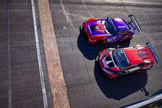 #19 Mercedes-AMG GT3 of Erin Vogel, Thomas Merrill, and Michael Cooper, DXDT Racing, Intercontinental GT Challenge, GT3 Pro-Am#91 Lamborghini Huracan GT3 Evo of Jeff Burton and Vesko Kozarov, Reardon Racing, GTWCA Pro AM\SRO, Indianapolis Motor Speedway,  | Brian Cleary/SRO