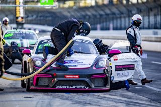 #66 Porsche 718 Cayman GT4 CLUBSPORT MR of Derek DeBoer and Spencer Pumpelly, TRG-The Racers Group, Pro-Am, Pirelli GT4 America, SRO, Indianapolis Motor Speedway, Indianapolis, IN, USA, October 2021
 | Brian Cleary/SRO