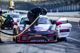 #66 Porsche 718 Cayman GT4 CLUBSPORT MR of Derek DeBoer and Spencer Pumpelly, TRG-The Racers Group, Pro-Am, Pirelli GT4 America, SRO, Indianapolis Motor Speedway, Indianapolis, IN, USA, October 2021
 | Brian Cleary/SRO