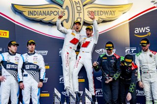 #25 Audi R8 LMS GT3 of Christopher Haase, Markus Winkelhock and Patric Niederhauser, Audi Sport Team Sainteloc, Intercontinental GT Challenge, GT3 Overall\SRO, Indianapolis Motor Speedway, Indianapolis, IN, USA, October 2021
 | Brian Cleary/SRO