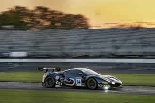 #34 Ferrari 488 GT3 of Cedric Sbirrazzuoli, Daniel Mancinelli and Alessandro Balzan, Conquest Racing, Pro, Indy 8 Hours, Intercontinental GT Challenge, Indianapolis Motor Speedway, Indianapolis, Indiana, Oct 2022.
 | Brian Cleary/SRO