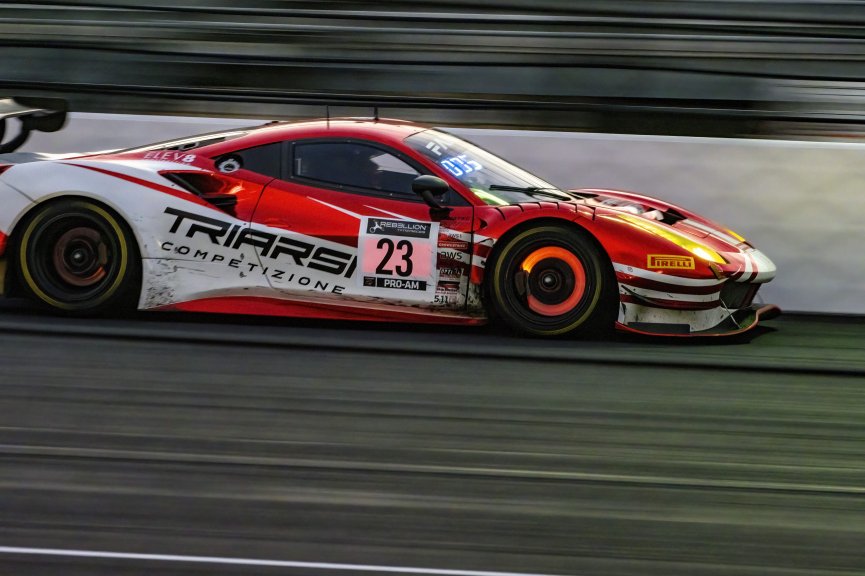 #23 Ferrari 488 GT3 of Onofrio TriarsiIndy 8 Hours, Intercontinental GT Challenge, Indianapolis Motor Speedway, Indianapolis, Indiana, Oct 2022.
