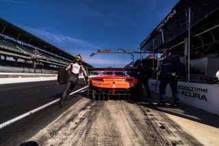 #43 Porsche 911 GT3-R (991.ii) of Erin Vogel, Michael Cooper and Taylor Hagler, RealTime RacingSRO America, Indianapolis Motor Speedway, Indianapolis, Indiana, Oct 2022.
 | Fabian Lagunas/SRO        