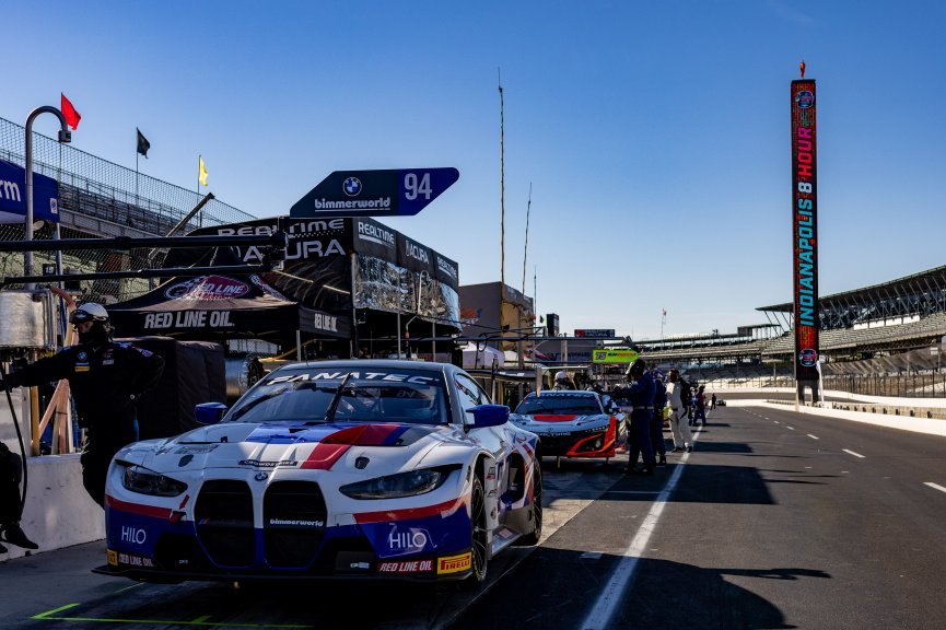 #94 BMW M4 GT3 of Chandler Hull, Richard Heistand and Bill Auberlen, BimmerWorld, Pro-Am, Indy 8 Hours, Intercontinental GT Challenge, Indianapolis Motor Speedway, Indianapolis, Indiana, Oct 2022.
