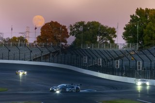 #34 Ferrari 488 GT3 of Cedric Sbirrazzuoli, Daniel Mancinelli and Alessandro Balzan, Conquest Racing, Pro, full, moon, SRO America, Indianapolis Motor Speedway, Indianapolis, Indiana, Oct 2022.
 | Brian Cleary/SRO  