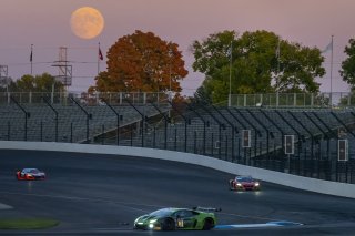 #3 Lamborghini Huracan GT3 of Misha Goikhberg, Jordan Pepper and Franck Perera, K-PAX Racing, Pro, full, moon, SRO America, Indianapolis Motor Speedway, Indianapolis, Indiana, Oct 2022.
 | Brian Cleary/SRO  
