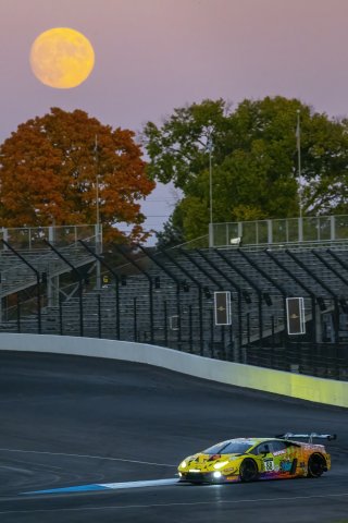 88 Lamborghini Huracan GT3 of Jason Harward, Seth Lucas and TBD, Zelus Motorsports, TBD, full, moon, SRO America, Indianapolis Motor Speedway, Indianapolis, Indiana, Oct 2022.
 | Brian Cleary/SRO  