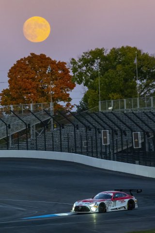 #77 Mercedes-AMG GT3 of Daniel Morad, Raffaele Marciello and Daniel Juncadella, Mercedes-AMG Team Craft-Bamboo Racing, Pro, full, moon, SRO America, Indianapolis Motor Speedway, Indianapolis, Indiana, Oct 2022.
 | Brian Cleary/SRO  