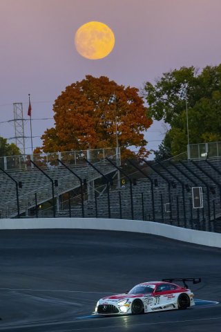 #77 Mercedes-AMG GT3 of Daniel Morad, Raffaele Marciello and Daniel Juncadella, Mercedes-AMG Team Craft-Bamboo Racing, Pro, full, moon, SRO America, Indianapolis Motor Speedway, Indianapolis, Indiana, Oct 2022.
 | Brian Cleary/SRO  