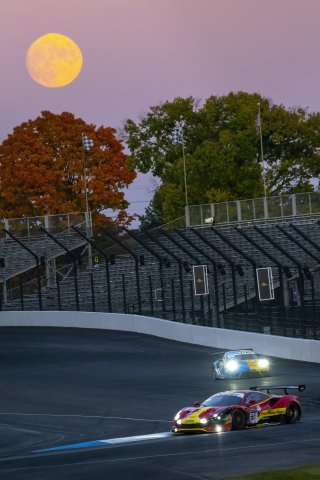 #51 Ferrari 488 GT3 of Pierre Ragues, Davide Rigon and Miguel Molina, AF CORSE - FRANCORCHAMPS, Pro, full, moon, SRO America, Indianapolis Motor Speedway, Indianapolis, Indiana, Oct 2022.
 | Brian Cleary/SRO  