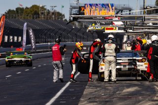 #34 Ferrari 488 GT3 of Cedric Sbirrazzuoli, Daniel Mancinelli and Alessandro Balzan, Conquest Racing, Pro, Indy 8 Hours, Intercontinental GT Challenge, Indianapolis Motor Speedway, Indianapolis, Indiana, Oct 2022.
 | Brian Cleary/SRO  