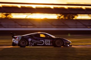 #34 Ferrari 488 GT3 of Cedric Sbirrazzuoli, Daniel Mancinelli and Alessandro Balzan, Conquest Racing, Pro, Indy 8 Hours, Intercontinental GT Challenge, Indianapolis Motor Speedway, Indianapolis, Indiana, Oct 2022.
 | Fabian Lagunas/SRO        
