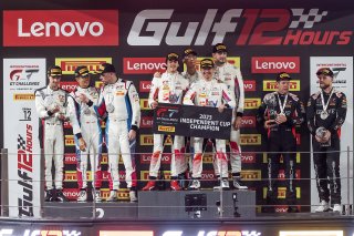 Independent Cup Champions Podium (l-r) #33 Herberth Racing Porsche 911 GT3-R (992) of Antares Au / Tim Heinemann / Matteo Cairoli - #93 Sky Tempesta Racing McLaren 720S GT3 EVO of Kevin Tse / Eddie Cheever / Jonathan Hui / Chris Froggatt - #4 Earl Bamber  | SRO / JEP