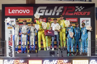 Overall Podium (l-r) #46 Team WRT BMW M4 GT3 of Valentino Rossi / Dries Vanthoor / Nick Yelloly - #99 Mercedes-AMG Team GruppeM Racing Mercedes-AMG GT3 of Maro Engel / Luca Stolz / Mikael Grenier - #14 Mercedes-AMG Team 2 Seas Mercedes-AMG GT3 of Jules Go | SRO / JEP