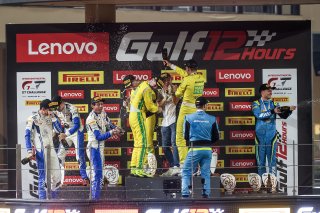 Overall Podium (l-r) #46 Team WRT BMW M4 GT3 of Valentino Rossi / Dries Vanthoor / Nick Yelloly - #99 Mercedes-AMG Team GruppeM Racing Mercedes-AMG GT3 of Maro Engel / Luca Stolz / Mikael Grenier - #14 Mercedes-AMG Team 2 Seas Mercedes-AMG GT3 of Jules Go | SRO / JEP