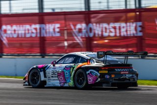 #32 Porsche 911 GT3-R of Kyle Washington, Tom Sargent, and Ayhancan Guven, GMG Racing, GT World Challenge America, Pro-Am, FANATEC GT World Challenge America Powered by AWS, INDY, Indianapolis, IN October 3 - 6 2024.
 | Fabian Lagunas/SRO