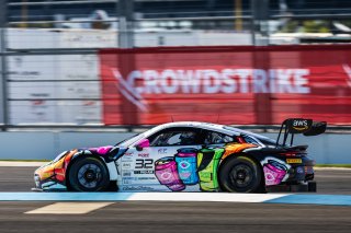 #32 Porsche 911 GT3-R of Kyle Washington, Tom Sargent, and Ayhancan Guven, GMG Racing, GT World Challenge America, Pro-Am, FANATEC GT World Challenge America Powered by AWS, INDY, Indianapolis, IN October 3 - 6 2024.
 | Fabian Lagunas/SRO