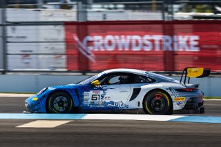#61 Porsche 992 GT3 R of Adrian D'Silva, Brendon Leitch, and Bastian Buus, EBM, IGTC, Pro-Am, FANATEC GT World Challenge America Powered by AWS, INDY, Indianapolis, October 3 - 6 2024.
 | Fabian Lagunas/SRO