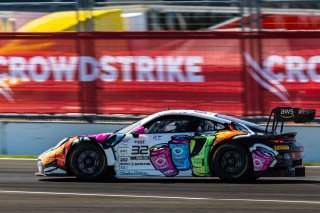 #32 Porsche 911 GT3-R of Kyle Washington, Tom Sargent, and Ayhancan Guven, GMG Racing, GT World Challenge America, Pro-Am, FANATEC GT World Challenge America Powered by AWS, INDY, Indianapolis, IN October 3 - 6 2024.
 | Fabian Lagunas/SRO