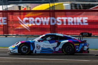 #10 Porsche 992 GT3 R of Antares Au, Loek Hartog, and Patric Niederhauser, Herberth Motorsport, IGTC, Pro-Am, FANATEC GT World Challenge America Powered by AWS, SRO America, INDY, Indianapolis, IN October 3 - 6 2024.
 | Fabian Lagunas/SRO