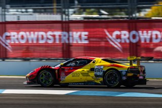 #88 Ferrari 296 GT3 of Custodio Toledo, Riccardo Agostini, and Cedric Sbirrazzuoli, AF Corse, GT World Challenge America, Pro-Am, SRO America, FANATEC GT World Challenge America Powered by AWS, INDY, Indianapolis, IN October 3 - 6 2024.
 | Fabian Lagunas/SRO