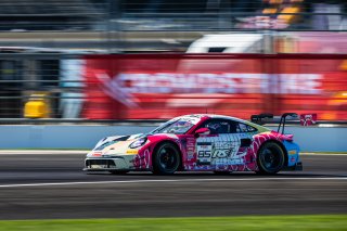 #85 Porsche 992 GT3-R of Jake Pederson, Trent Hindman, and Kay van Berlo, RS1, GT World Challenge America, Pro, SRO America, FANATEC GT World Challenge America Powered by AWS, INDY, Indianapolis, IN October 3 - 6 2024.
 | Fabian Lagunas/SRO
