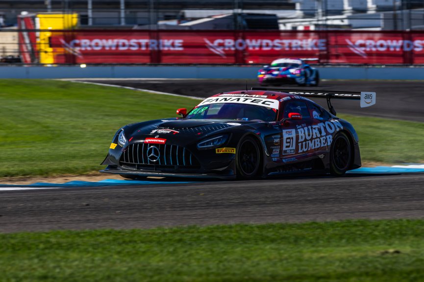 #91 Mercedes-AMG GT3 of Jeff Burton, Philip Ellis, and Elias Seppänen, Regulator Racing, GT World Challenge America, Pro-Am, SRO America, FANATEC GT World Challenge America Powered by AWS, INDY, Indianapolis, IN October 3 - 6 2024.
