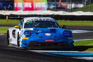 #61 Porsche 992 GT3 R of Adrian D'Silva, Brendon Leitch, and Bastian Buus, EBM, IGTC, Pro-Am, FANATEC GT World Challenge America Powered by AWS, INDY, Indianapolis, October 3 - 6 2024.
 | Fabian Lagunas/SRO