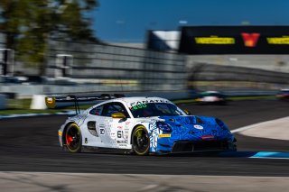 #61 Porsche 992 GT3 R of Adrian D'Silva, Brendon Leitch, and Bastian Buus, EBM, IGTC, Pro-Am, FANATEC GT World Challenge America Powered by AWS, INDY, Indianapolis, October 3 - 6 2024.
 | Fabian Lagunas/SRO