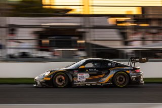 #21 Porsche 992 GT3 R of Ashish Patel, Yannick Mettler, and Alex Fontana, Car Collection Motorsports, IGTC, Pro-Am, FANATEC GT World Challenge America Powered by AWS, SRO America, INDY, Indianapolis, IN October 3 - 6 2024.
 | Fabian Lagunas/SRO