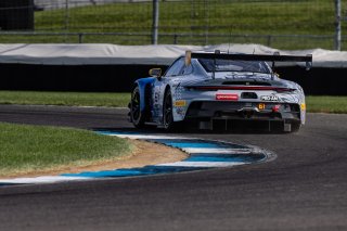 #61 Porsche 992 GT3 R of Adrian D'Silva, Brendon Leitch, and Bastian Buus, EBM, IGTC, Pro-Am, FANATEC GT World Challenge America Powered by AWS, INDY, Indianapolis, October 3 - 6 2024.
 | Fabian Lagunas/SRO        