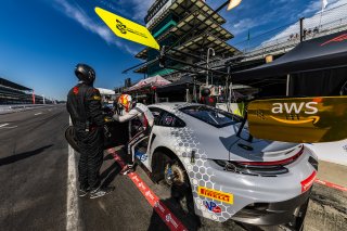 #61 Porsche 992 GT3 R of Adrian D'Silva, Brendon Leitch, and Bastian Buus, EBM, IGTC, Pro-Am, FANATEC GT World Challenge America Powered by AWS, INDY, Indianapolis, October 3 - 6 2024.
 | Fabian Lagunas/SRO