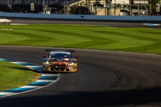 #28 BMW M4 GT3 of Varun Chocksey, Bill Auberlen, and Philipp Eng, ST Racing, GT World Challenge America, Pro, SRO America, FANATEC GT World Challenge America Powered by AWS, INDY, Indianapolis, IN October 3 - 6 2024.
 | Fabian Lagunas/SRO