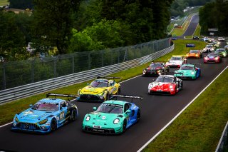 52. ADAC RAVENOL 24h Nürburgring 2024 - Foto: Gruppe C Photography; #33 Porsche 911 GT3 R (992), Falken Motorsports: Julian Andlauer, Klaus Bachler, Sven Müller, Alessio Picariello; #4 Mercedes-AMG GT3, Mercedes-AMG Team BILSTEIN: Luca Stolz, Maximilian G | Gruppe C Photography