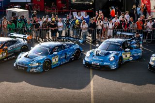 53. ADAC RAVENOL 24h Nürburgring 2025 - Foto: Gruppe C Photography; #1 Audi R8 LMS GT3 evo II, Scherer Sport PHX SP 9 PRO: Christopher Haase, Luca Ludwig, Markus Winkelhock; #16 Porsche 911 GT3 R (992), Scherer Sport PHX: Patric Niederhauser, Laurens Vant | Gruppe C Photography
