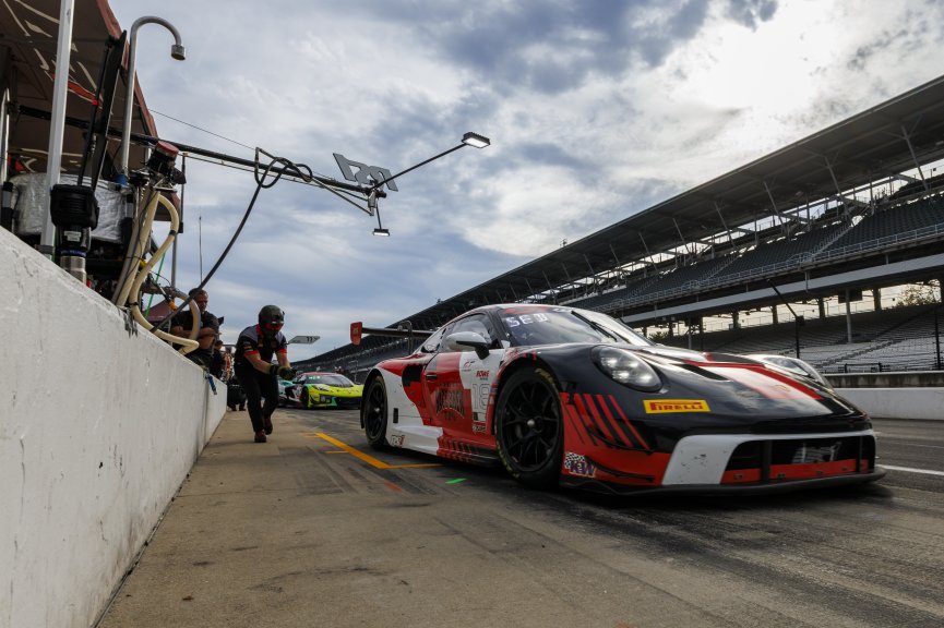 #18 Porsche 911 GT3 R (992) of Alex Sedgwick / Jan Heylen / Alessio Picariello, RS1, Indy 8H, IGTC, Pro, SRO America, Indianapolis Motor Speedway, Indianapolis, IN, Oct 16–19, 2025

