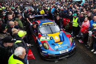 Artur Goroyan, Oleg Kivtka, Nathanael Berthon, Alex Fontana, Goroyan RT by Car Collection, nurburgring, pit lane, cloudy, rainy, action, portrait, porsche 911 gt3 r, crowd, team crew, gran turismo, ravenol, wide angle, close-up, excitement, focus, tension | Gruppe C Photography