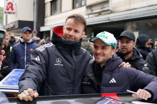 Max Verstappen, Lucas Auer, Jules Gounon, Daniel Juncadella, Mercedes-AMG Team Verstappen Racing, city street, adenau, cloudy, portrait, mercedes-amg team crew, dekra, adidas, crowd, close-up, excitement, celebration, focus
 | Gruppe C Photography