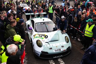 Laurin Heinrich, Laurens Vanthoor, Ricardo Feller, Lionspeed GP, nurburgring, pit lane, paddock, cloudy, portrait, pit stop, porsche 911 gt3 r, crowd, team crew, gran turismo, ravenol, wide angle, high angle, excitement, focus
 | Gruppe C Photography