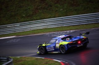 David Perel, Dennis Marschall, Thierry Vermeulen, Thomas Neubaue, REALIZE KONDO RACING with Rinaldi, nurburgring nordschleife, track corner, kerbs, cloudy, overcast, action, ferrari 296 gt3, realize group, yokohama, dekra, hr, panning, motion blur, wide a | SRO Motorsports Group