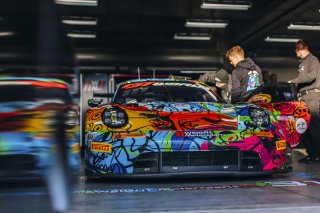 Paddock, #31 Porsche 911 GT3-R (992) EVO of Dave Musial Jr., Ryan Yardley, and Laurin Heinrich, Wright Motorsports, Indianapolis 8 Hour / GT World Challenge America, IGTC Pro-Am, SRO America, Indianapolis 8 Hour, Indianapolis Motor Speedway, Speedway, IN, | SRO Motorsports Group
